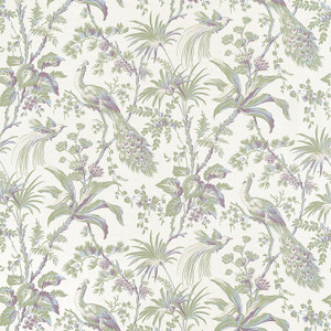 Peacock Toile Green and Plum AF57829 by Anna French Fabric