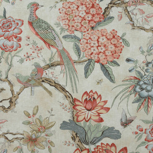 Villeneuve Coral on Flax AF72992 by Anna French Fabric - Fabric
