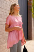 Pink Silky Smock Top
