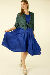 Cobalt Silky Smock Dress