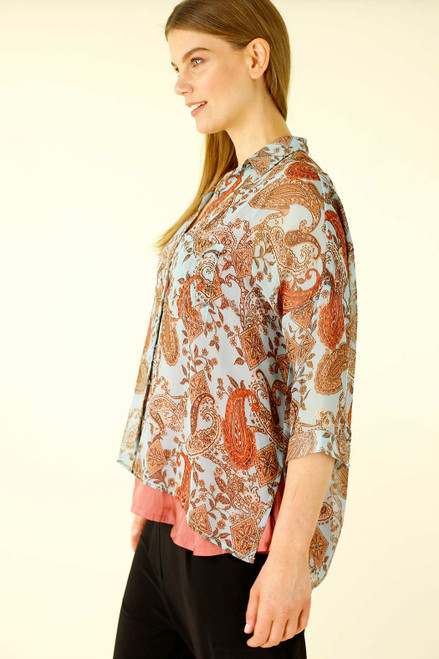 Blue Paisley Chiffon Everyday Overshirt