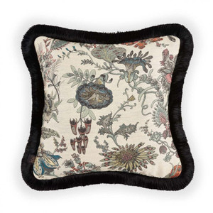 House of Hackney Natural Floral Florafantasia Ecru Jacquard Cushion Product Shot