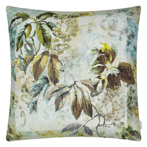 Designers Guild Green Floral Jangal Ecru Cushion Product Shot