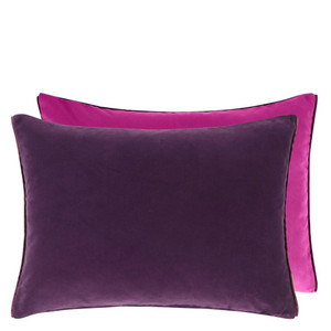 Cassia Aubergine & Magenta Velvet Cushion 60x45cm
