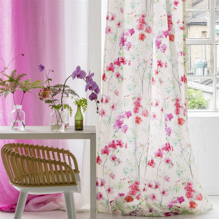 Designers Guild Couture Rose Fabric  Floral,Patterned Corsage Fabric Styled Room Shot
