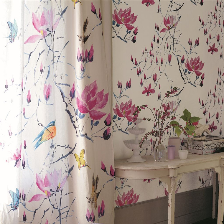 Designers Guild Viola Fabric  Floral,Patterned Madame Butterfly Fabric Room Setting Image