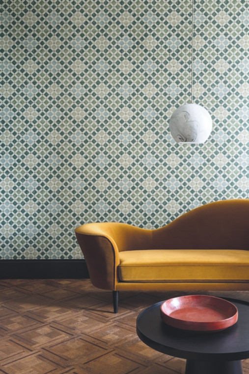 Cole And Son Martyn Lawrence Bullard Geometric,Patterned Zellige Wallpaper Styled Shot