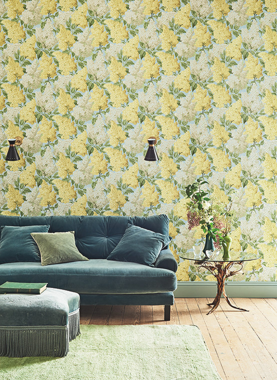 Cole And Son Botanical Botanica Floral,Patterned Lilac Wallpaper Styled Shot