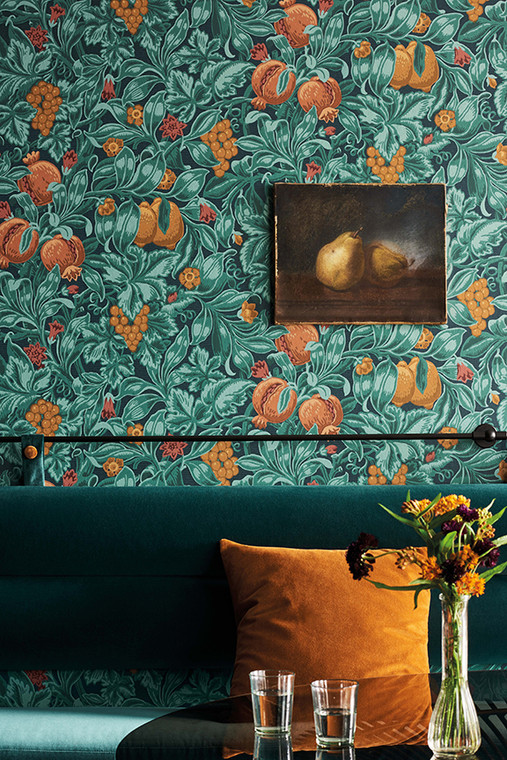 Cole And Son The Pearwood Collection Floral,Patterned Vines of Pomona Wallpaper Styled Shot