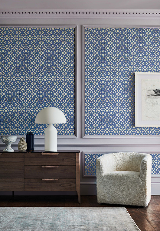 Cole And Son The Pearwood Collection Geometric,Patterned Treillage Wallpaper Styled Shot