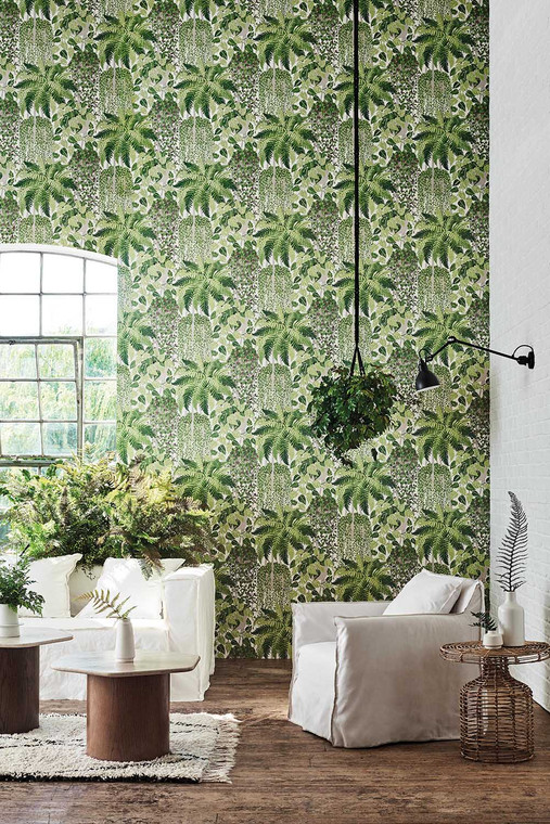 Cole And Son Botanical Botanica Floral,Patterned Fern Wallpaper Styled Shot