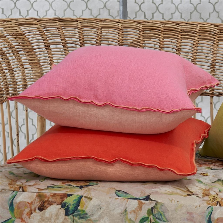 Designers Guild Orange Brera Lino Nasturtium Papaya Linen Cushion lifestyle Photo