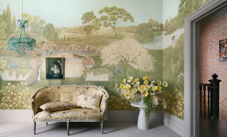 Cole And Son The Gardens Vol 1 Floral Petite Fleur Pearl Wallpaper Styled Shot