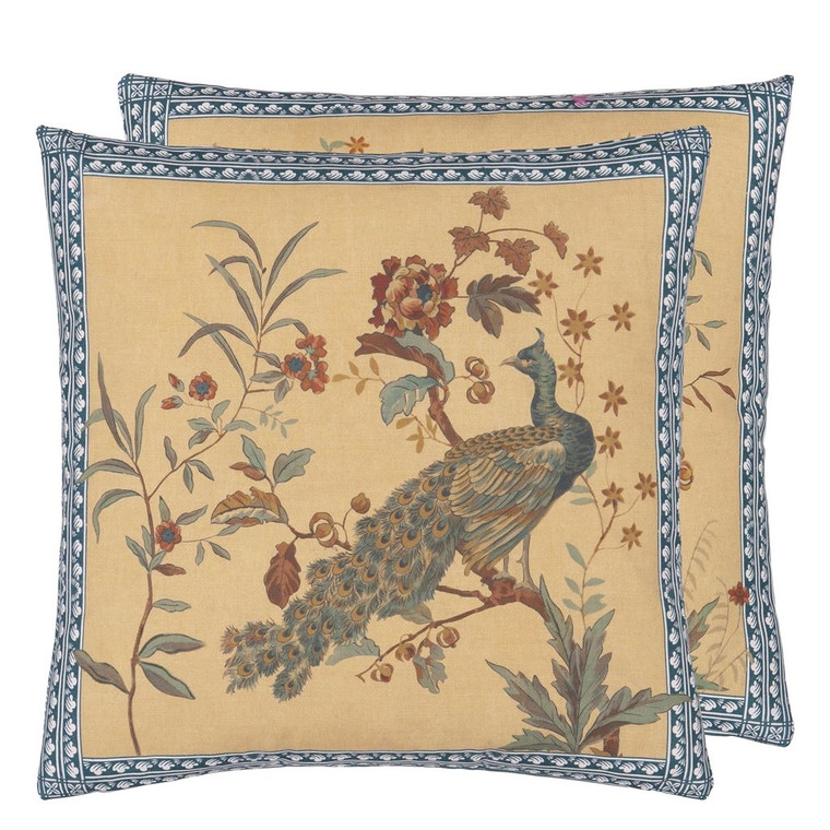 Peacock Toile Sepia 50x50cm Cushion