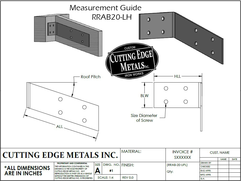 Angled Ridge Connection RRAB20 Flat Ridge to Rafter L Angle Bracket – Custom Heavy Duty Angled ...