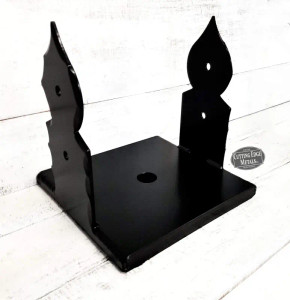These decorative 2 - sided spaded wood uplift post base brackets are easy to install and look great with your posts. You mount the base to the flooring and then put the post in and fasten it to the bracket. They also uplift your post to keep it out of any water that may pool up a bit on the floor. These will add that rich, designer touch to the base of your posts.
