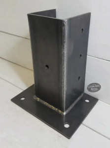 Steel 3-sided wood post base brackets are made to strengthen an existing post system. When slipped over existing posts and mounted to the floor, these post anchors add sturdiness to railings. Because we offer completely custom metal brackets, you can design yours to fit any custom-building project.