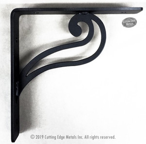 L Angle Decorative Quail Gusset Support Bracket
This is a decorative steel bracket with a beautiful quail tail custom made to whatever size you need. This is a very heavy duty bracket that looks fantastic and will last forever. This works great for fireplace mantles shelves, counter tops, over hangs of any sort that you want to support.