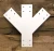 Custom heavy duty one-piece Y-post and beam bracket YB10 in white powder coat with 45° angled beams for post and beam connections