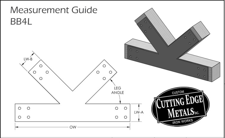 4-Legged Beam Truss Center Bracket - Measurement Guide