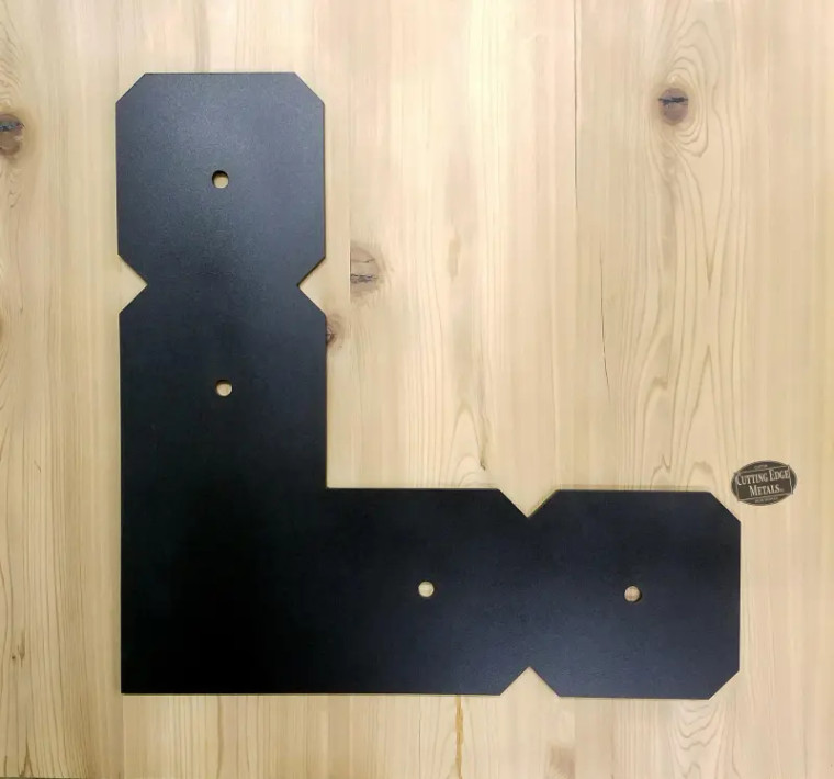 Double Cropped L-Shaped Beam Bracket
This bracket is used to connect a horizontal beam to a vertical post or column. Common uses have been for the corners of a sign, framing windows, or making a picture frame. Made of solid steel, in one piece.