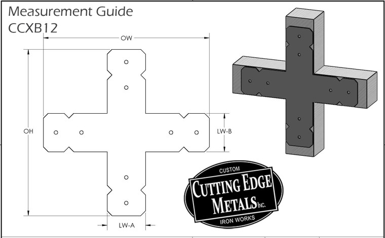 X-Shaped Beam Bracket - Double Crop - Timber Frame - Measurement Guide