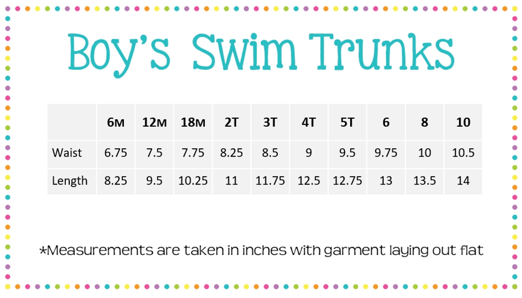 Size Chart For Swim Trunks