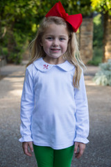 Girls Long Sleeve Peter Pan Collar Shirt