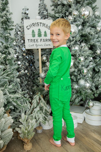Faux Flap Christmas Pajamas- solid green