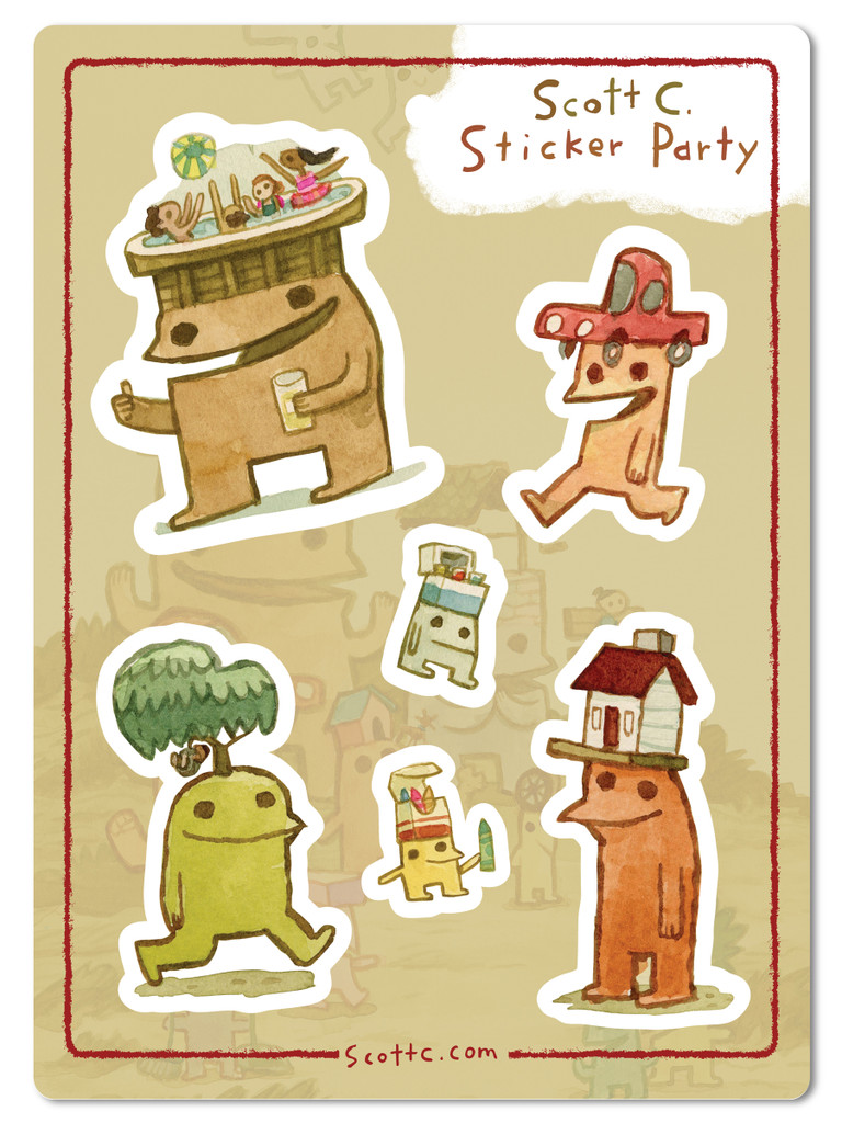 Cabin Head and Tree Head Sticker Sheet