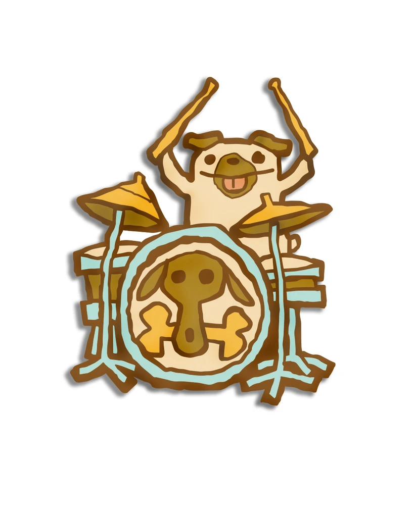 Drummer Dog Enamel Pin