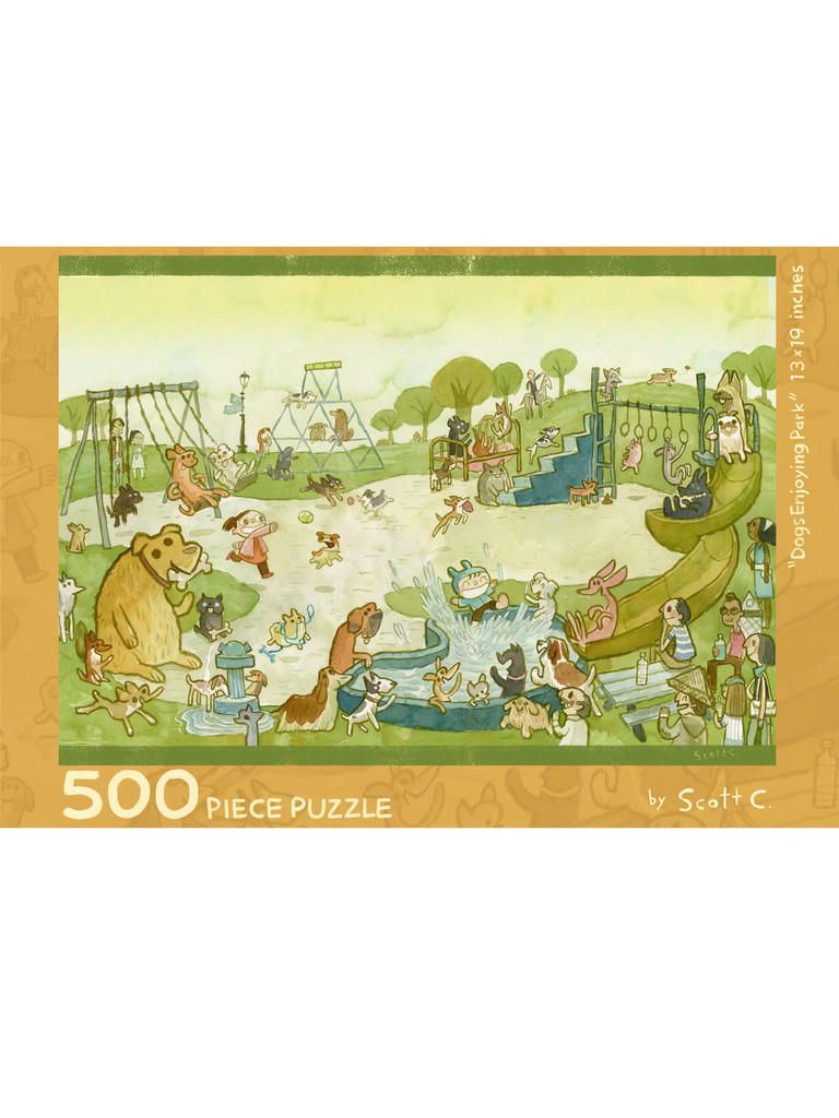 Dogs Enjoying Park 500 Piece Puzzle