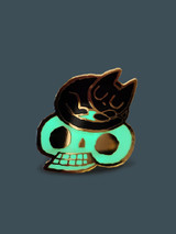 Cat And Skull Pin: Black Cat Edition