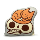 Cat and Skull Decorative Throw Pillow