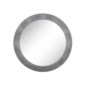 HAMPTON ROUND MIRROR IN GREY FAUX SHAGREEN