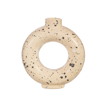 SMALL SAND TERRAZZO SPECKLED CIRCLE VASE