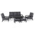 MAZE RATTAN OUTDOOR MANHATTAN GREY RECLINING 3 SEAT SOFA SET WITH RISING TABLE & FOOTSTOOLS