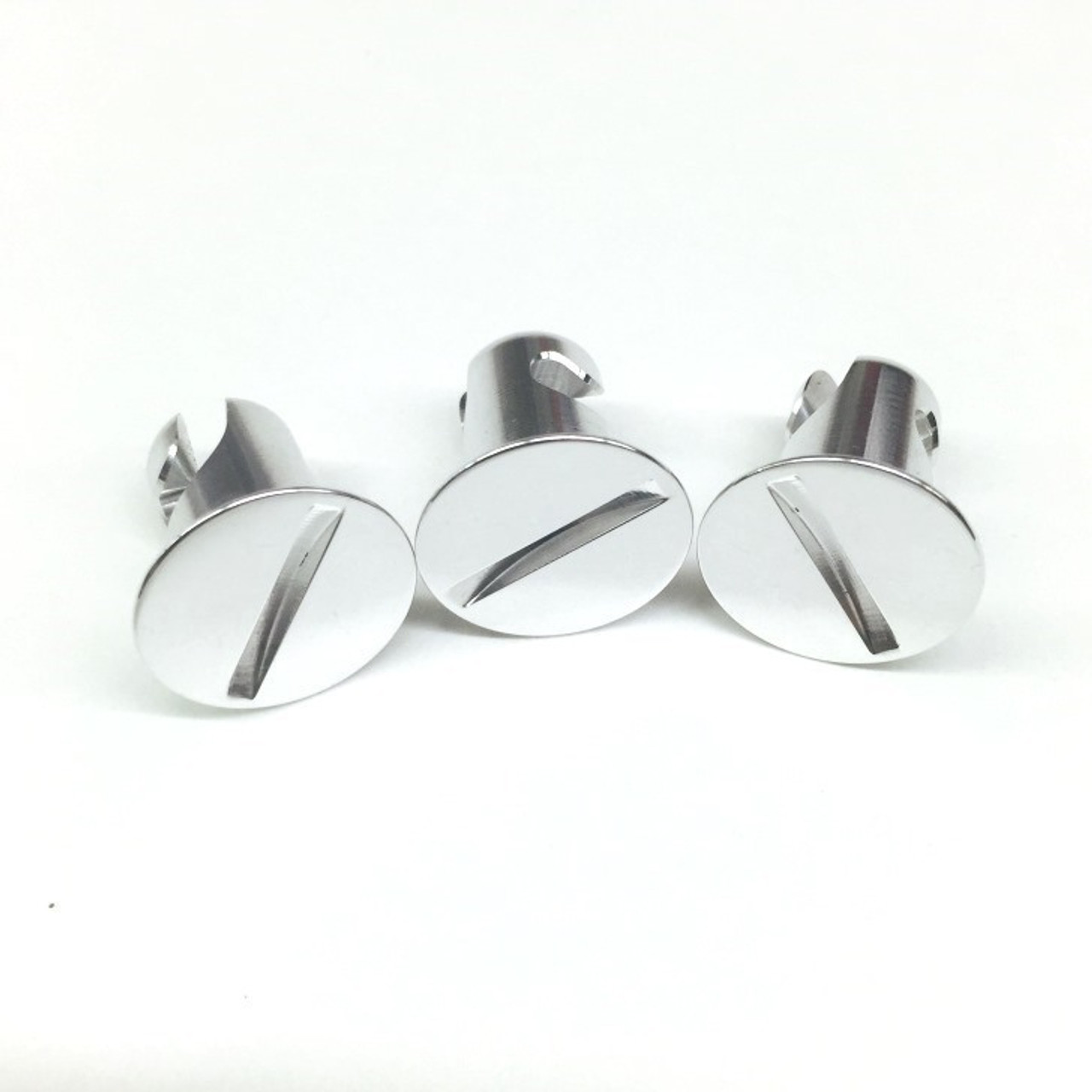 .600 long polished slotted flat head quarter turn DZUS button fasteners