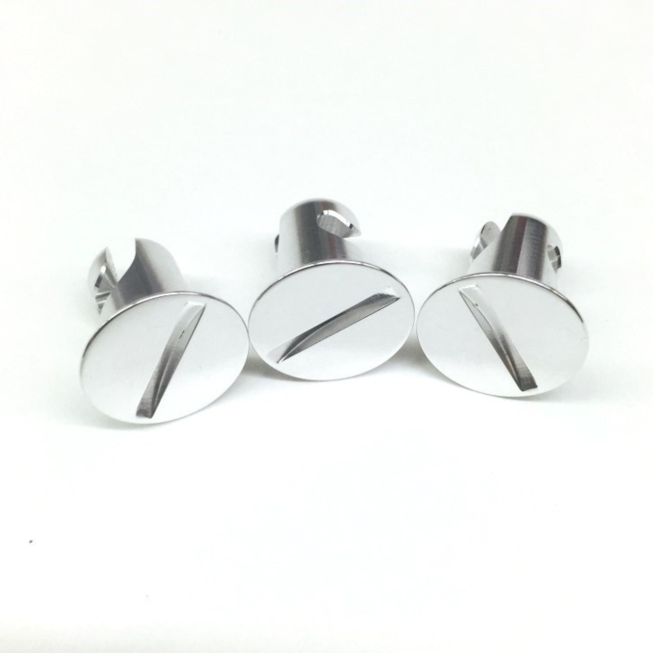 .650 long polished slotted flat head quarter turn DZUS button fasteners