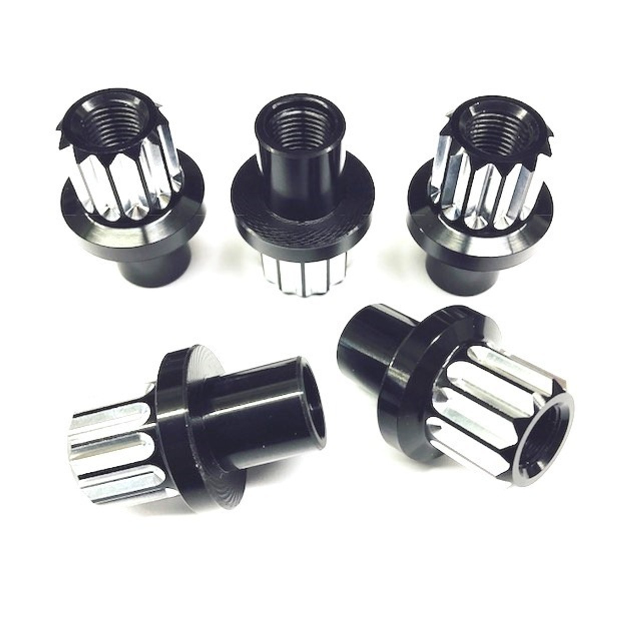 Billet Aluminum 12pt Lug Nuts - 12mm Long Shank Black Machined