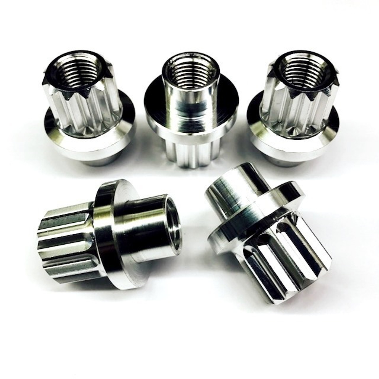 Billet Aluminum 12pt Lug Nuts - 14mp Short Shank Polished