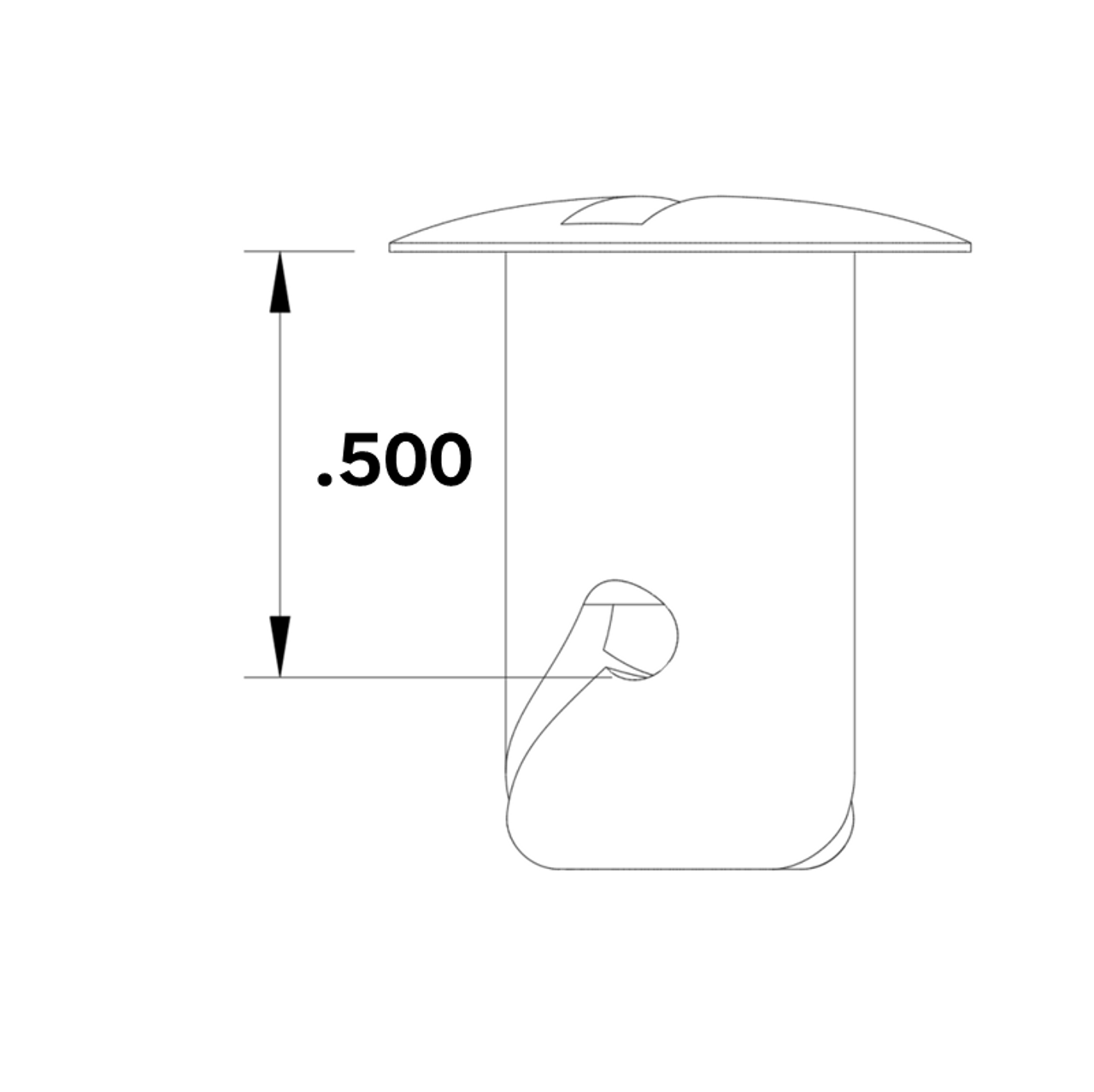 .500 long dome dzus fastener length dimension