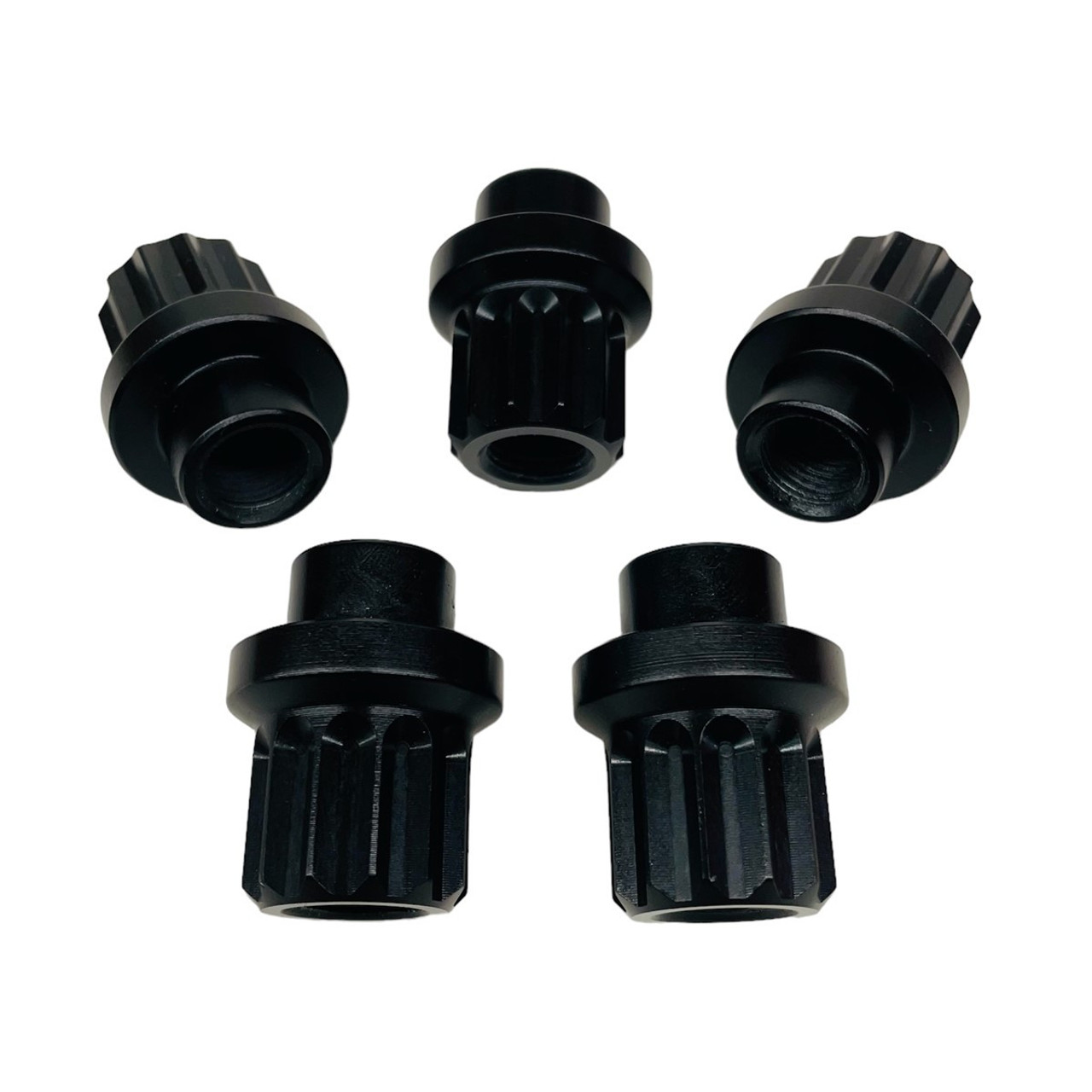 BLACK Billet Aluminum 12pt Lug Nuts - M14 x 1.5 Short Shank