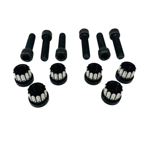 black machined contrast cut 12 pt junior dragster lug nuts