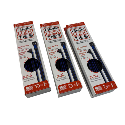 Blue 8" GripLock Ties - 3pk 24ct