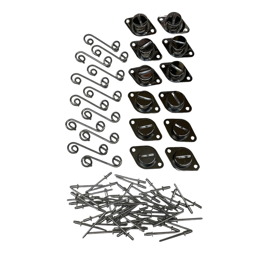 Aluminum Bed Cover DZUS Kit Chrome Slotted Head 12 pk