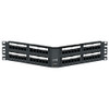 Cat 6 Angled Patch Panel, 48-Port, 2RU, Black