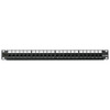 Cat 6 Flat QUICKPORT™ Patch Panel, 24-Port, 1RU, Black. Cable Management bar included.