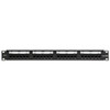 Cat 6 Flat Patch Panel, 24-Port, 1RU, Black. Cable Management bar included.