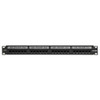 Cat 6 Flat 110-Style Patch Panel with Magnifying Lens Label Holder, 24-Port, 1RU, Black